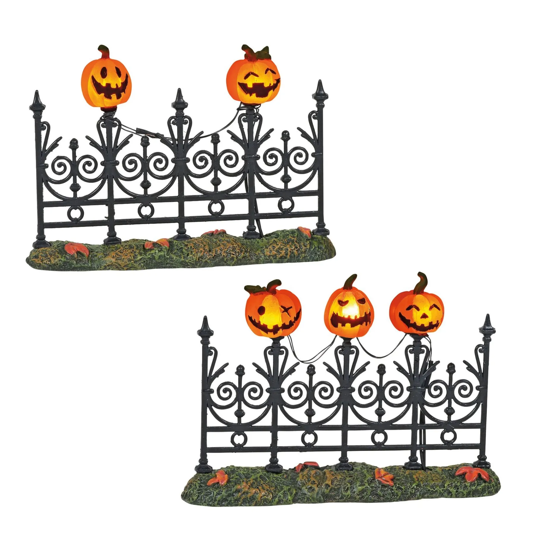 Department 56 Halloween Village Accessories>Jack-o-lantern Lit Fence
