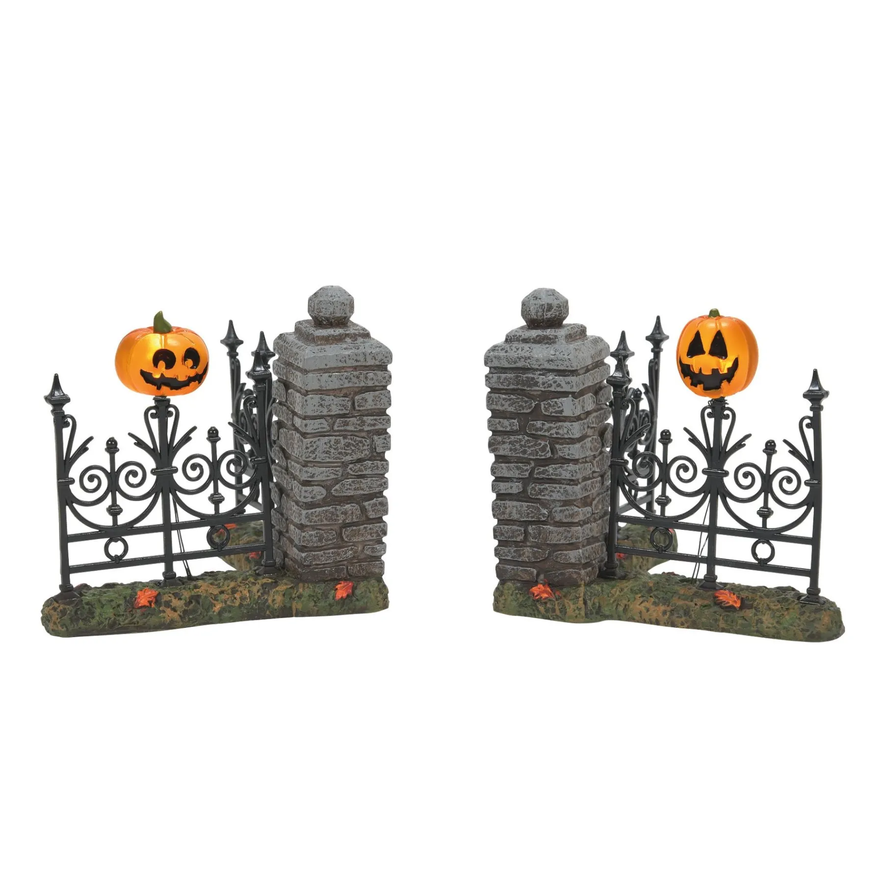 Department 56 Halloween Village Accessories>Jack Lantern Lit Fence Corners