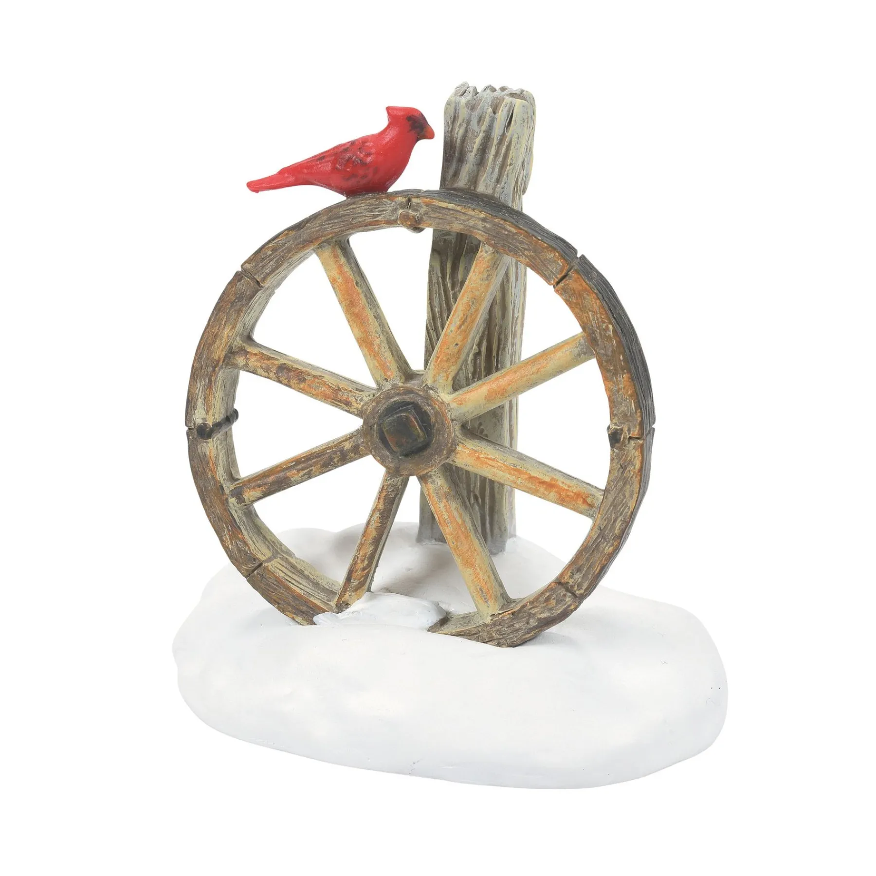 Department 56 Village Accessories>Cardinal Christmas Wagon Wheel