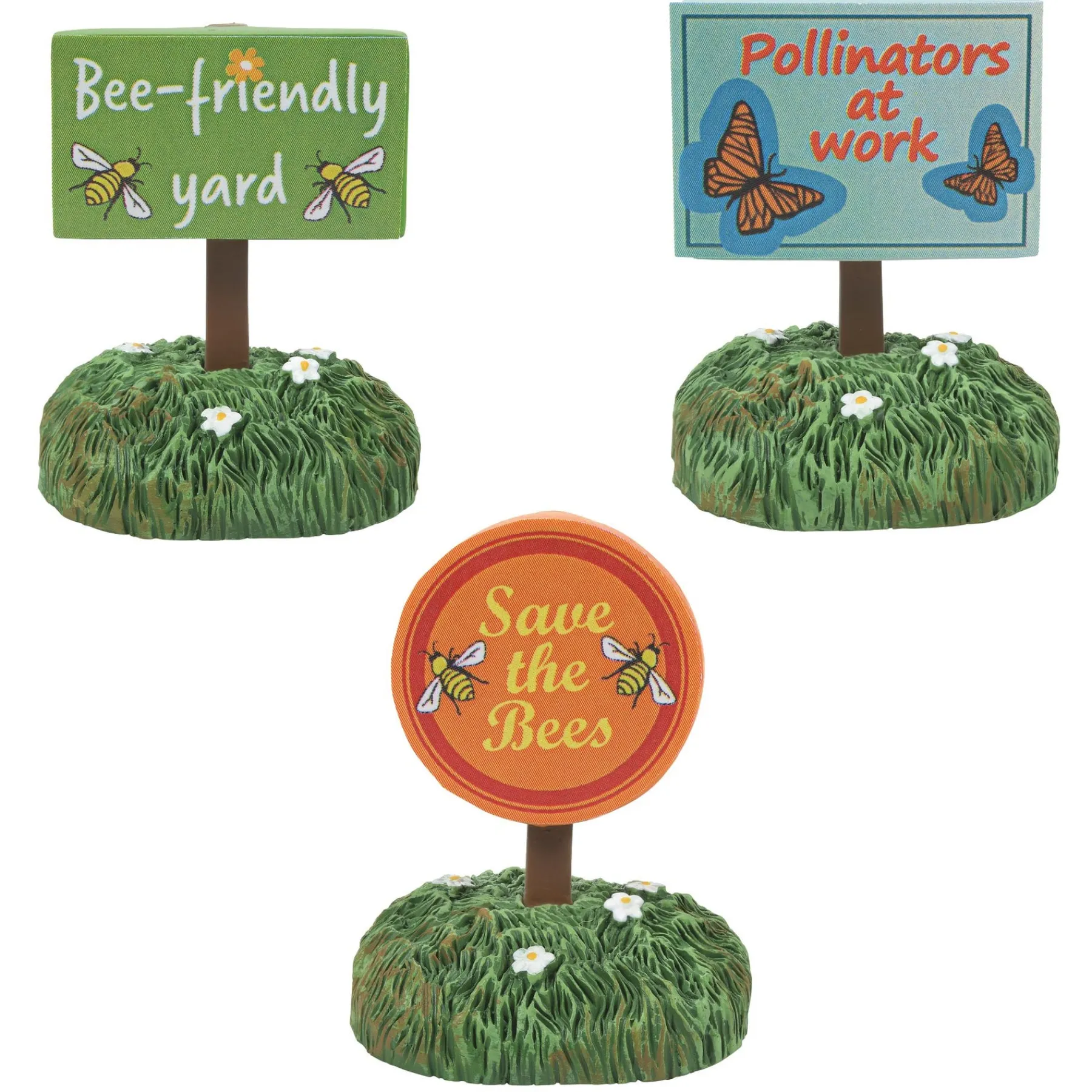 Department 56 Halloween Village Accessories>Bee Friendly Signs St/3